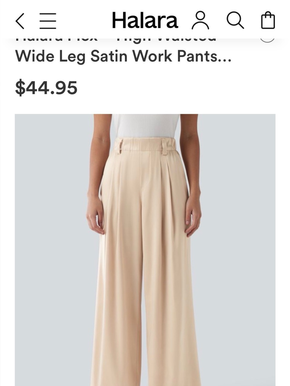 12.HALARA Cream Wide-Leg Pleated Trousers